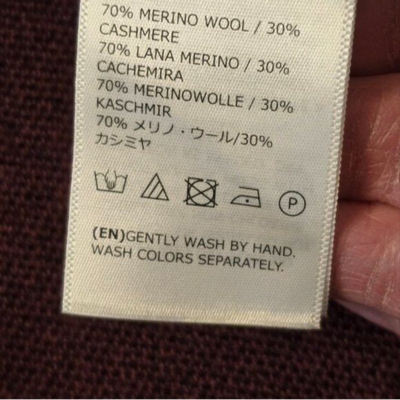 State Fusio Merino Wool Cashmere Womens Cardigan Berry Hooded Sweater Medium - Picture 10 of 12